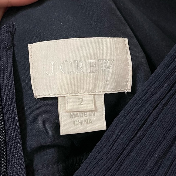 J. CREW Brigitte Navy Silk Chiffon V-Neck Empire Dress Size 2 - Picture 5 of 6
